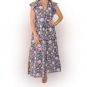 Charlee by Charleston Shoe Co. 100% cotton Flutter Sleeve Maxi Dress Boho Gypsy